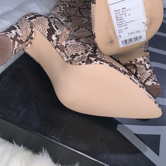 Aqua Private Label Women's Maria Snake Embossed Leather Block Heel Tall Boots - Picture 10 of 14